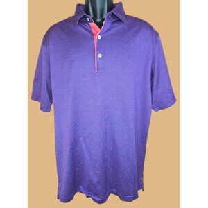 Peter Millar Mens Polo Large Purple Micro Check 100% Cotton